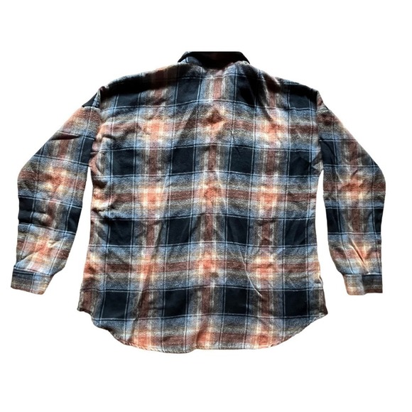 Women's plaid button down collared shirt. Size Small. Orange/brown/black. - Picture 2 of 6